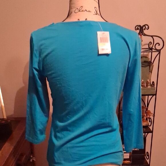 NWT Cable & Gauge Turquoise Textured Blouse Medium - Picture 6 of 13